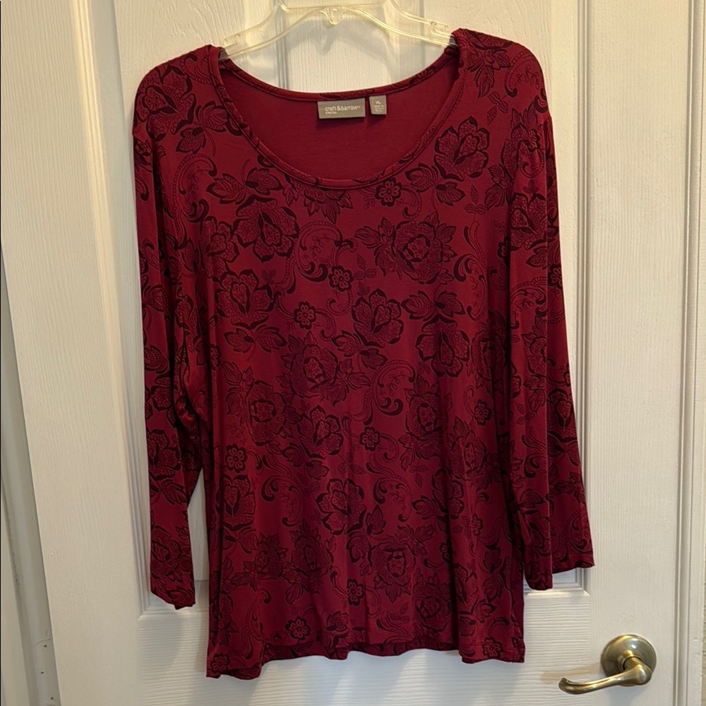 Craft and Barrow Red Floral Women's Top
